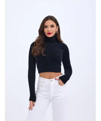 42461 TRİKO SİMLİ BALIKÇI KAZAK-SİYAH