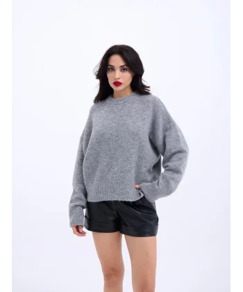 43031 TRİKO YARIM BALIKÇI KISA KAZAK-GRİ