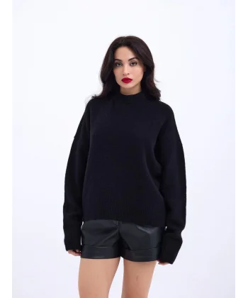 43031 TRİKO YARIM BALIKÇI KISA KAZAK-SİYAH