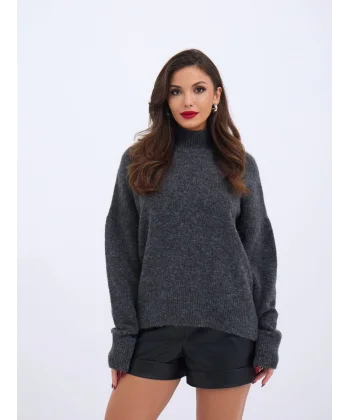 43041 TRİKO SIFIR YAKA KAZAK-ANTRASİT