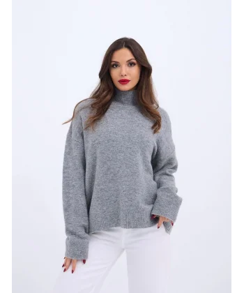 43081 TRİKO YARIM BALIKÇI SALAŞ KAZAK-GRİ