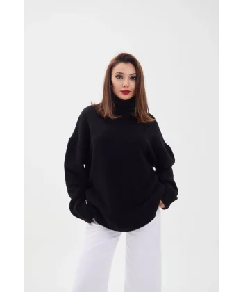 43151 TRİKO BALIKÇI SALAŞ KAZAK-SİYAH