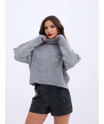 43211 TRİKO BALIKÇI KAZAK-GRİ