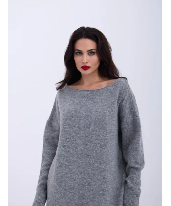 43221 TRİKO ARKA V SALAŞ KAZAK-GRİ