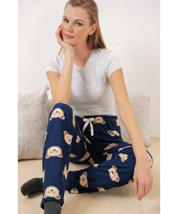 4323 Desenli Pijama Altı - F.Lacivert