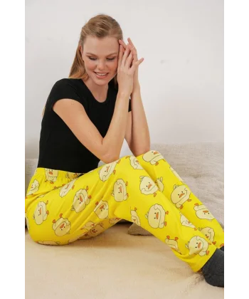 4323 Desenli Pijama Altı - Sarı