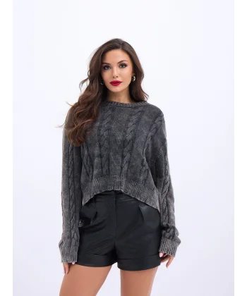 43331 TRİKO SAÇ ÖRGÜ KAZAK-SİYAH