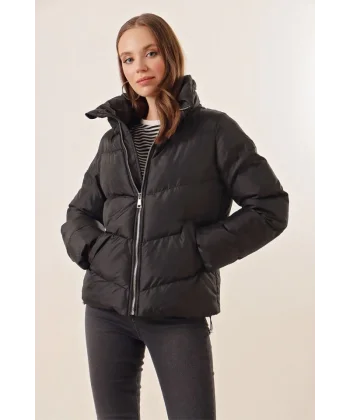 5124 Siyah Dik Yaka Şişme Mont