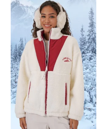 5194 Peluş Mont Ceket  Bordo