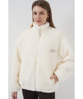 5194 Peluş Mont Ceket  D.Krem