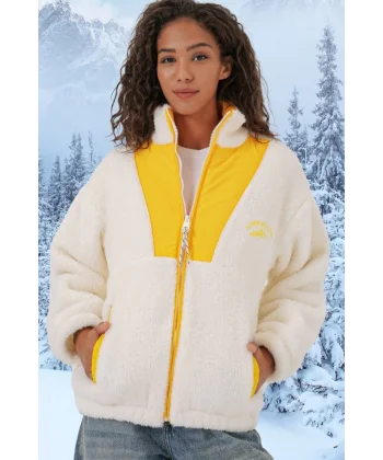 5194 Peluş Mont Ceket  Sarı