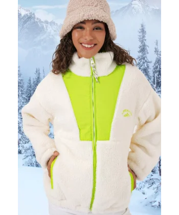 5194 Peluş Mont Ceket  Yeşil