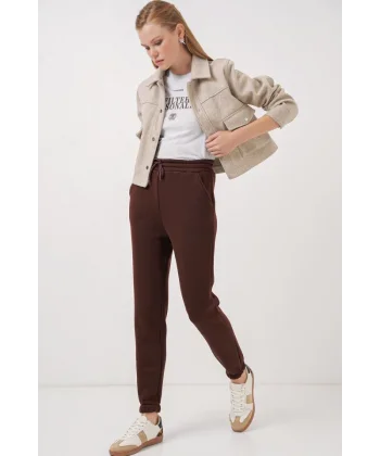 55450 Üç İplik Eşofman Altı  Kahverengi