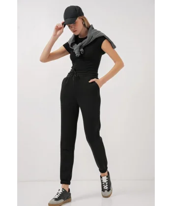 55450 Üç İplik Eşofman Altı  Siyah