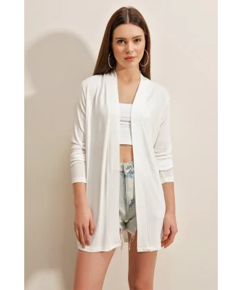 5887 Mevsimlik İnce Hırka - Beyaz