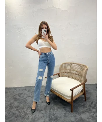 6025 KOT PANTOLON-MAVİ