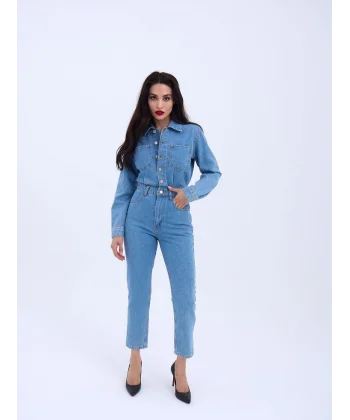 6534 DENİM TULUM-MAVİ