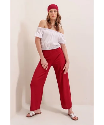 6543 Örme Pantolon  Kırmızı