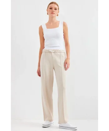 6662 Çımalı Pantolon  Krem