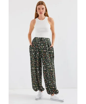 6665 Desenli Şalvar Pantolon  Haki