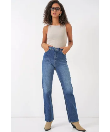 6687 Bol Paça Kot Pantolon  Mavi