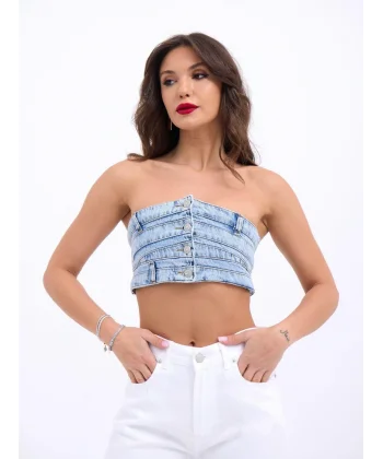 6817 KOT CROP-MAVİ