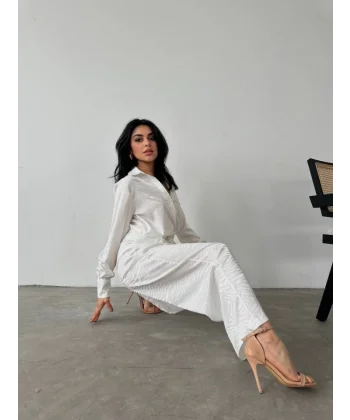 Gömlek Pantolon Saten İkili Takım