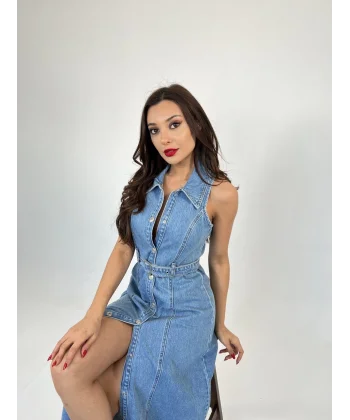 6969 KOT ELBİSE-MAVİ