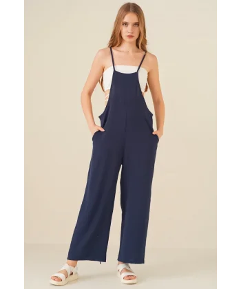 7019 Askılı Bahçivan Tulum  Lacivert