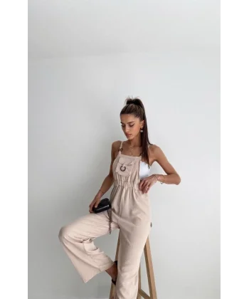 7023 Askılı Bahçıvan Tulum  Bej