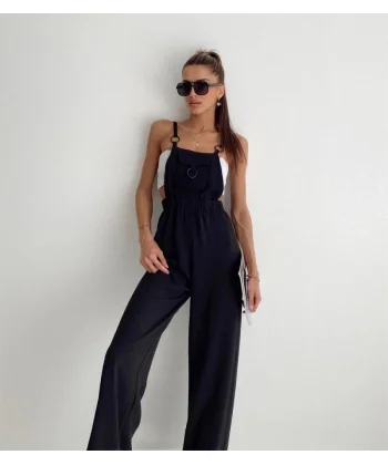 7023 Askılı Bahçıvan Tulum  Siyah