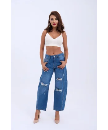 7086 KOT PANTOLON-MAVİ