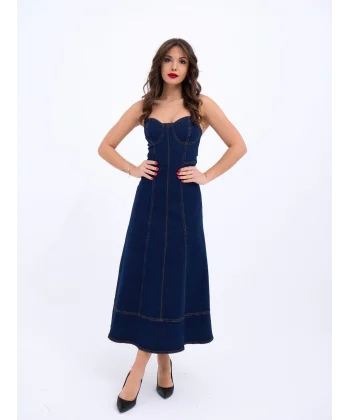 7090 KOT ELBİSE-MAVİ