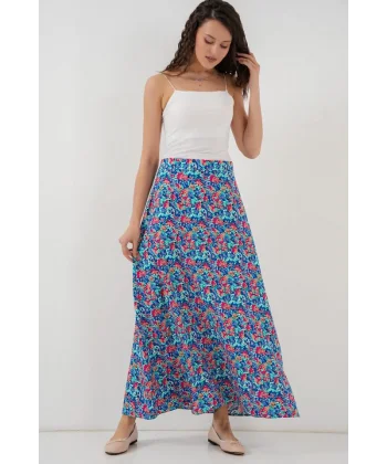 8003 Desenli Viskon Etek  Çok Renkli