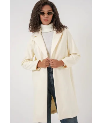 9085 Kaşe Kaban  Krem