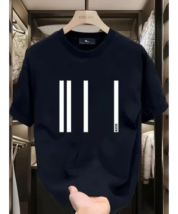 AICG Ön Arka Baskılı Bisiklet Yaka Kadın Oversize Bisiklet Yaka T-shirt - Siyah