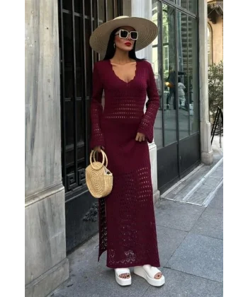 Ajur Detaylı İspanyol Kol Elbise 2840