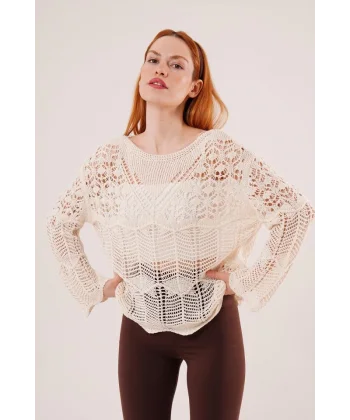 Ajurlu Salaş Krem Kazak