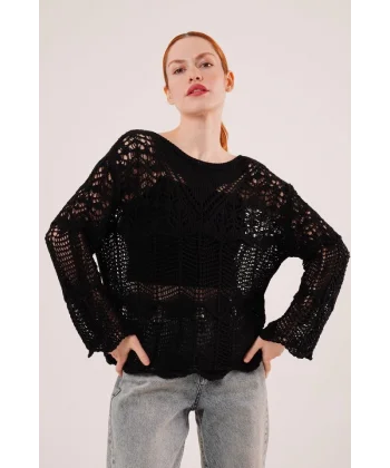 Ajurlu Salaş Siyah Kazak