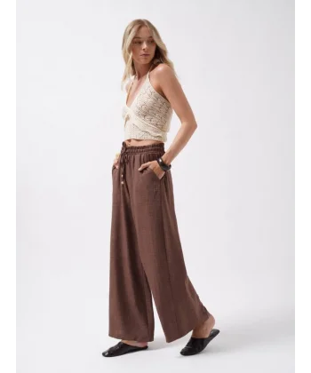 Aksesuar Detay Keten Pantolon