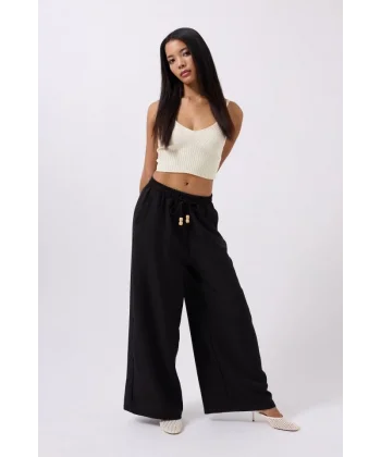 Aksesuar Detay Keten Pantolon