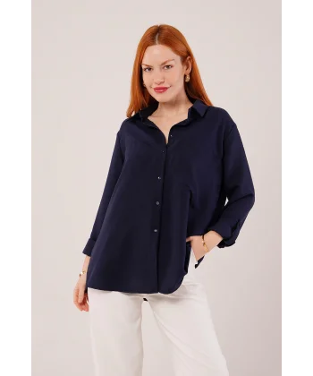 alaş Kesim Cepli acivert Gömlek