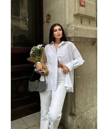 Alexis Sırt Dantel Oversıze Gömlek 3336-08