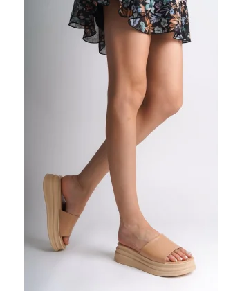 ALICE Düz Topuklu Kalın ve Ortopedik Taban Kadın Terlik CTT - Ten