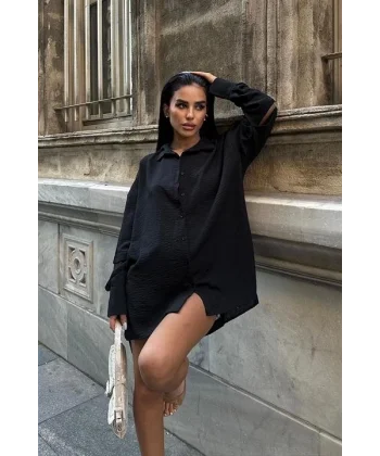 Alina Kol Cut Out Keten Gömlek 3252-08