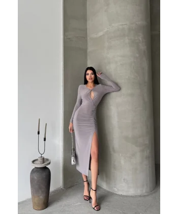 ANDY EBİE BÜZGÜ DETAYI  Gri