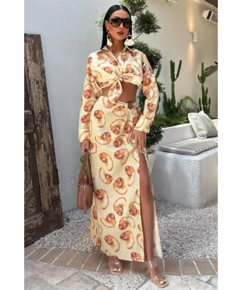 Angela Toka Detaylı Keten Takım 9737-08