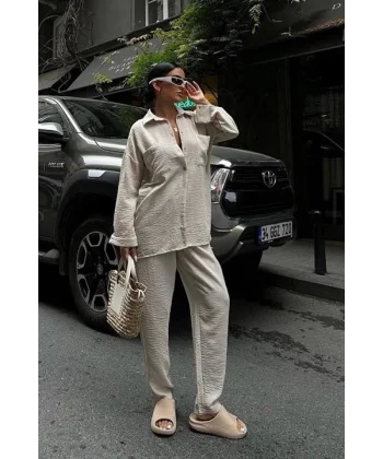 Angelina Oversize Keten Takım 9343-08