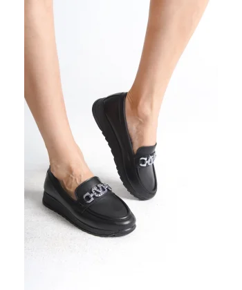 ANNA Ortopedik Rahat Taban Toka Detaylı Klasik Kadın Babet Anne Ayakkabısı  CST - Siyah