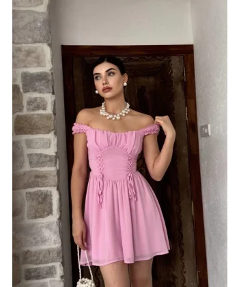 Aria Büzgü Askılı Elbise